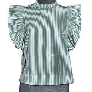 Striped Ruffled Top in Green Size XS